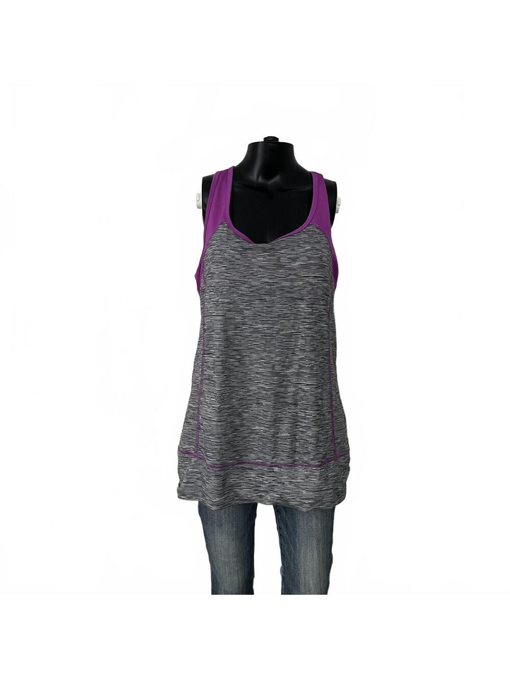 Tech Gear Athletic Grey & Purple Y2K Style Workout Tank Top